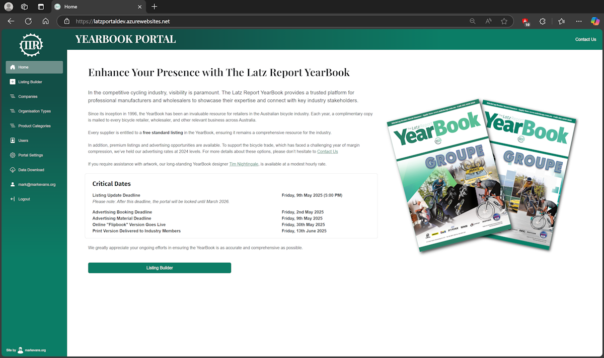 The Latz Report Portal Screenshot