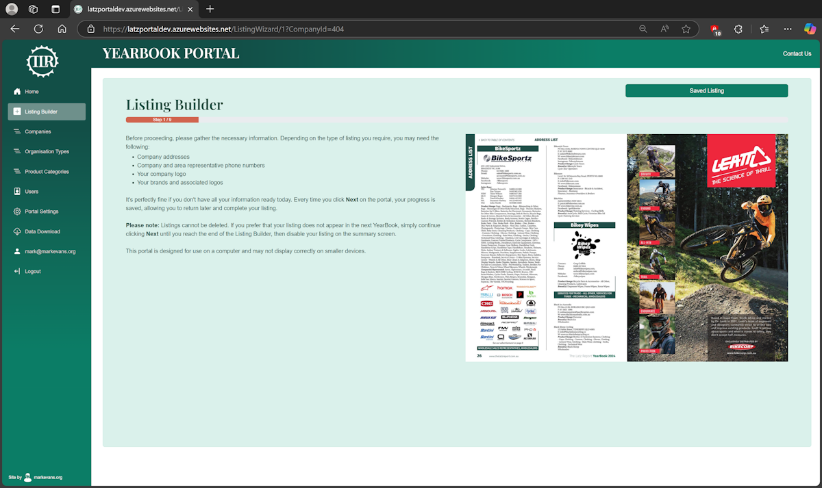 The Latz Report Portal Screenshot