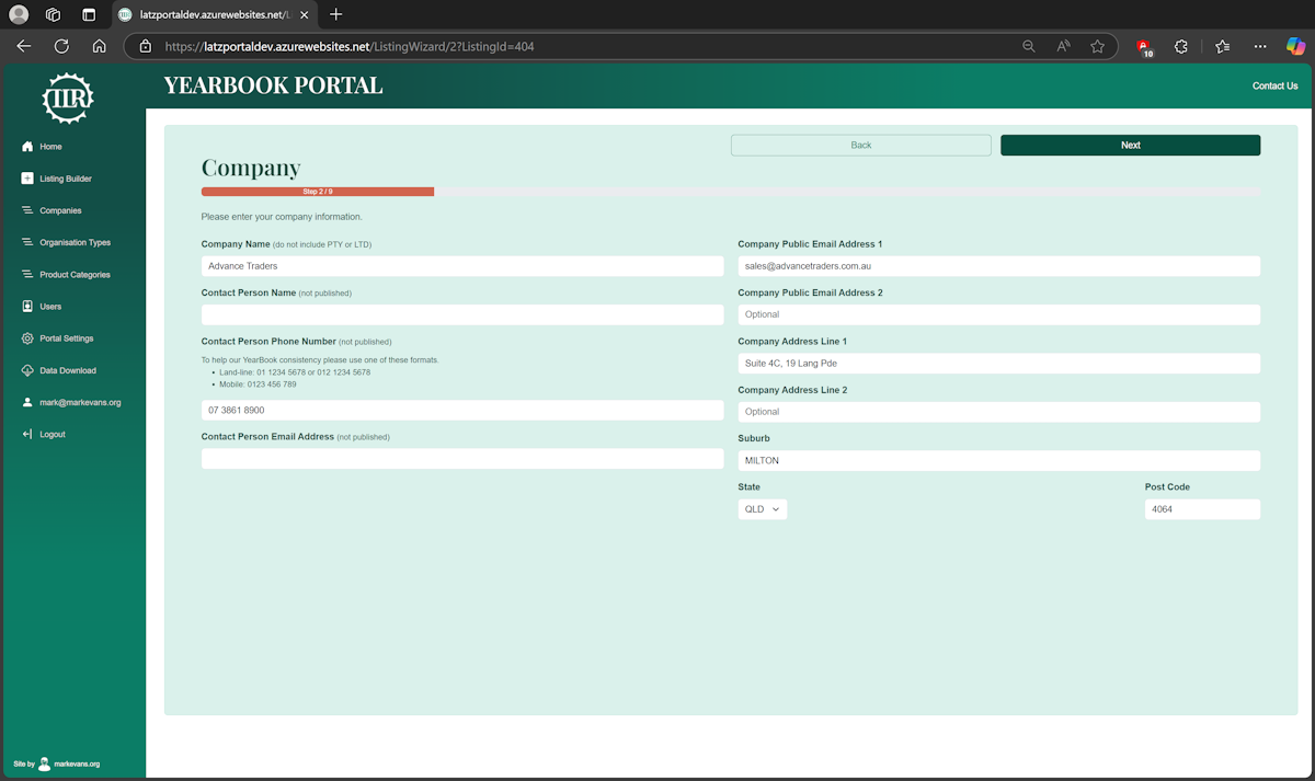 The Latz Report Portal Screenshot