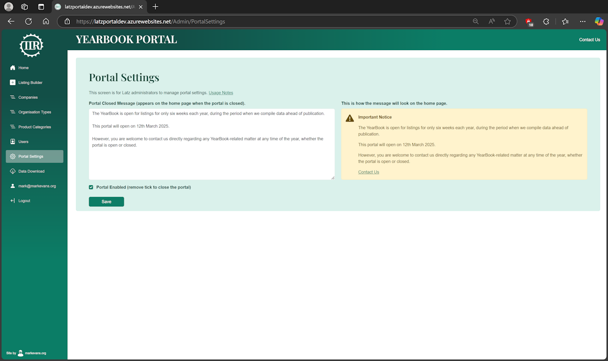 The Latz Report Portal Screenshot